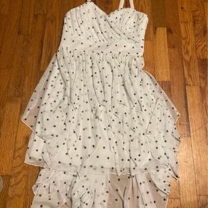 Sequin Hearts High-Low Dress Straps Handkerchief Polka Dot Sz 9